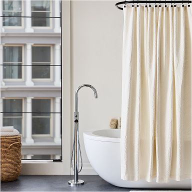 70 in. x 72 in. Solid Standard Waterproof PEVA Shower Curtain and Bath  Organizer in Grey with 9-Mesh Storage Pockets