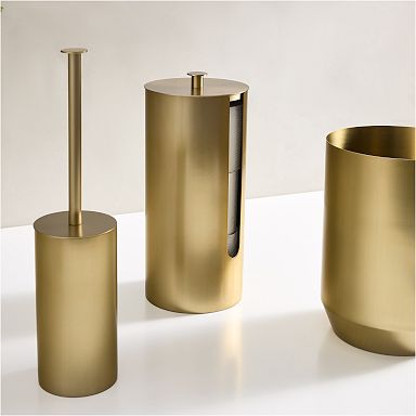 Fluted Metal Bath Accessories - Polished Brass