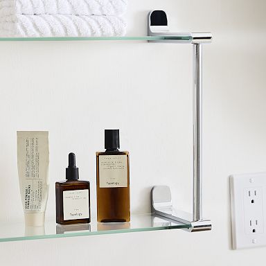 Stacked White Floating Bath Shelves with Perfume Bottle Tray