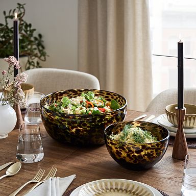 Set of 2 Large Fused Glass Salad Bowls. Set of 2 Glass Salad Bowls