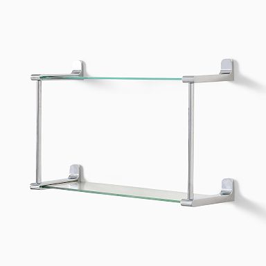 Modern Overhang Double Glass Bathroom Shelf