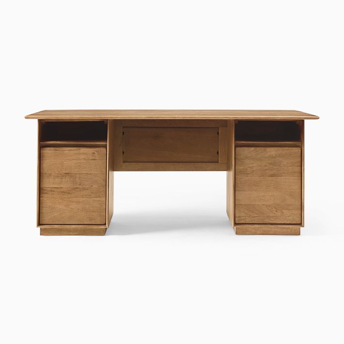 ✓ Plana Wood Veneer Executive Desk w/Modesty Panel