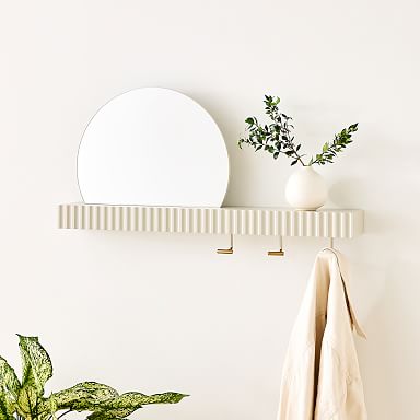 White Wall Mounted Entryway Floating Shelf with Coat UK