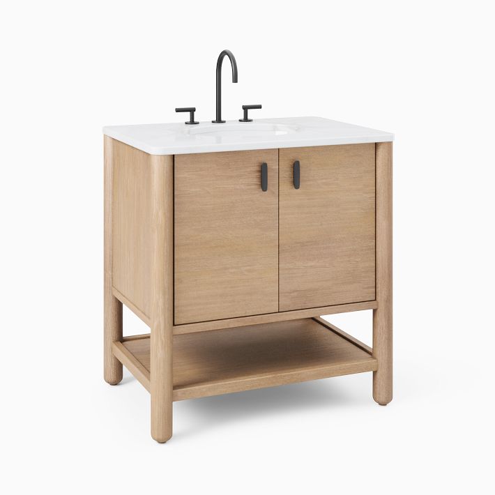 30 Wood White Multifunctional Storage Bathroom Single Sink Vanity