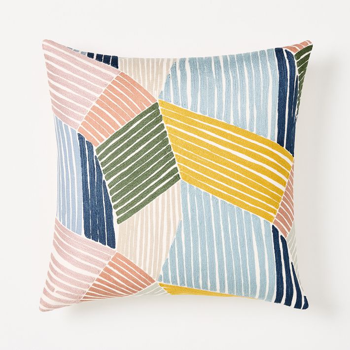 Crewel Curving Lines Pillow Cover
