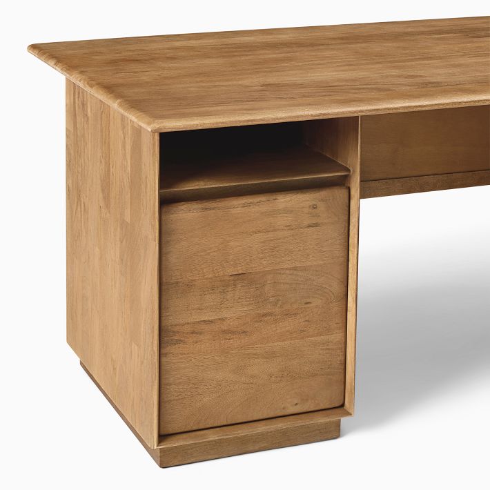 ✓ Plana Wood Veneer Executive Desk w/Modesty Panel