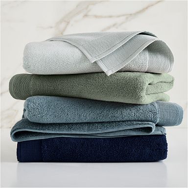 Noble Linens 4 Piece Farmhouse Cotton Bath Towel Set, Light Blue