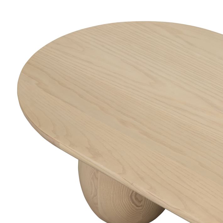 Rounded Wood Slats Oval Coffee Table