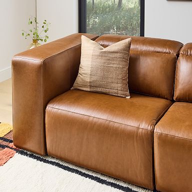 West elm deals cognac sofa