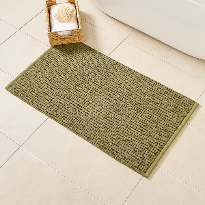 White Crushed Stone Bathroom Rug Mat Non-slip Absorbent Washable