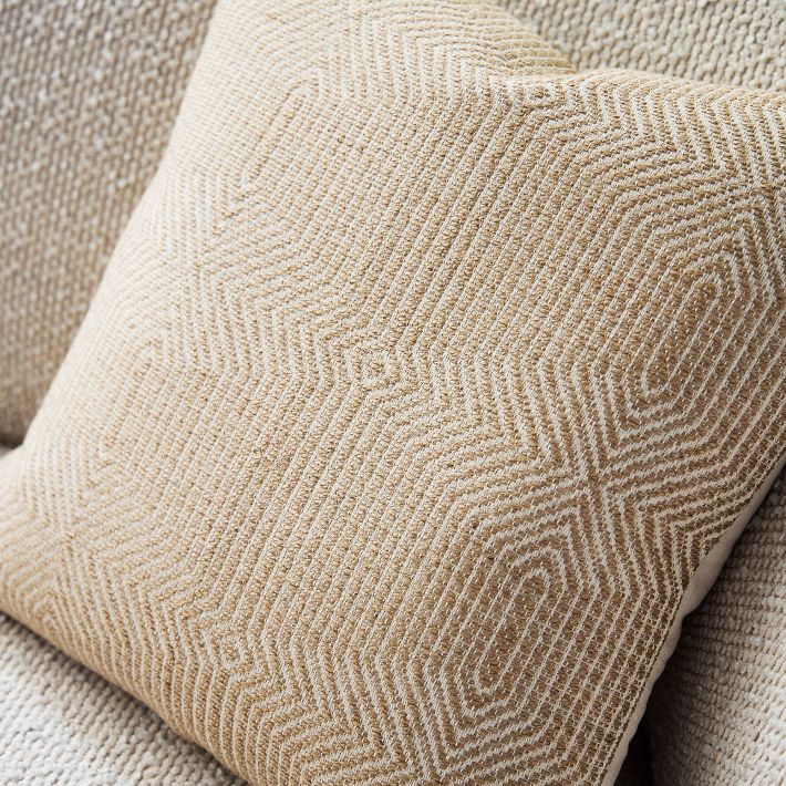 Amber and Ivory Wavy Checkered Throw Pillow