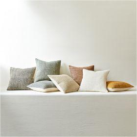 Linen Stripe Buttoned Pillow: Multiple Sizes