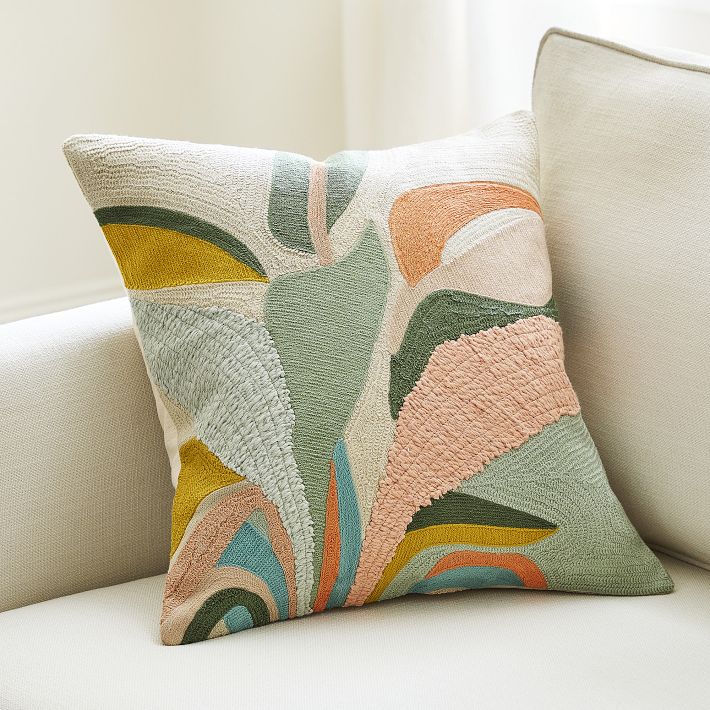 Botanical Crewel Pillow Cover