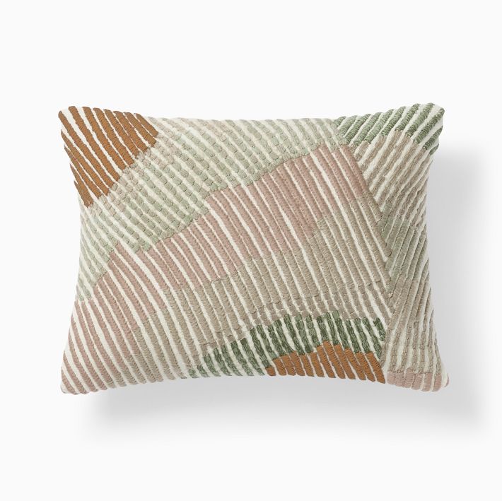 Embroidered Wavy Lines Pillow Cover