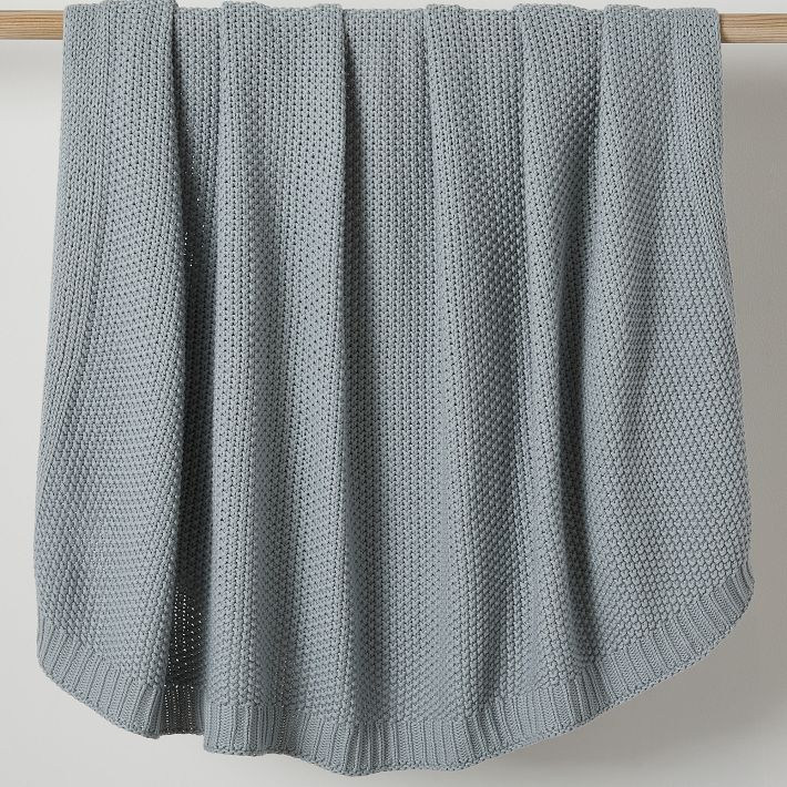 Cotton Knit Throws - Arctic Blue
