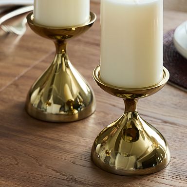 9 1/8 Pedestal Glass Tea Light Candle Holders, Set of 2 - Candle