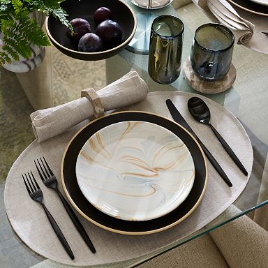 Black and White Placemats Set of 4 Marble Stone Table Mat Heat