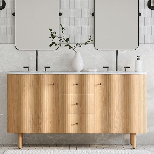 Mid-Century Double Bathroom Vanity (63–72) - Acorn