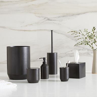 Home Basics Black Ceramic Bath Accessory Set in the Bathroom Accessories  department at