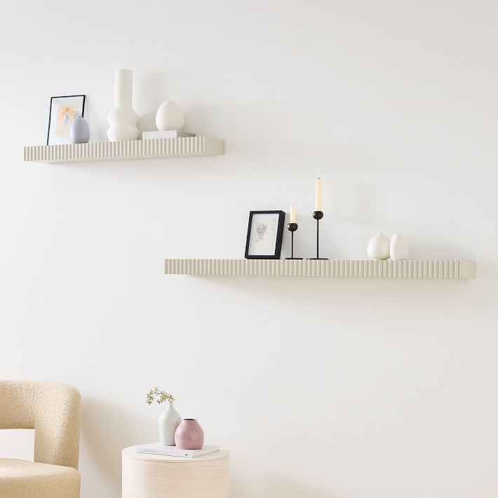 Floating Shelves w/ Wine Glass Rack, LED Lighting & Brackets