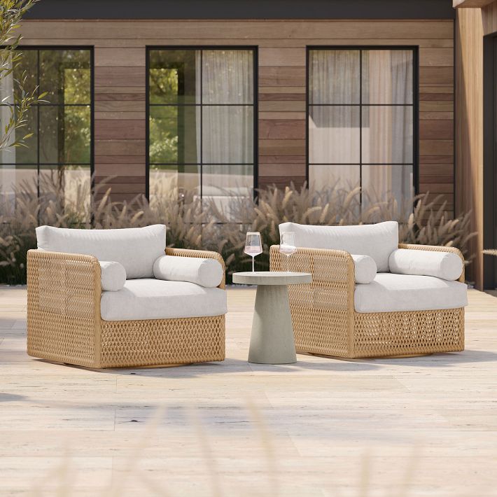 West elm outdoor swivel outlet chair