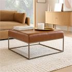 Box Frame Square Leather Ottoman