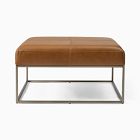 Box Frame Square Leather Ottoman