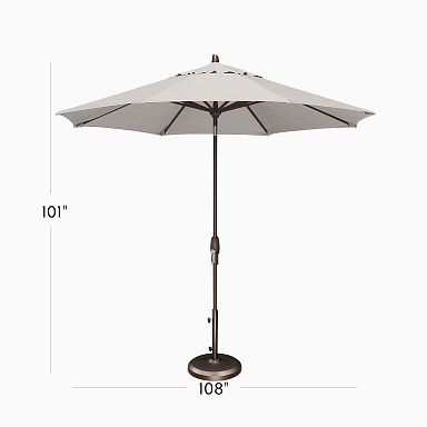 Outdoor Market Ivory Scallop Edge 9' Umbrella With Base