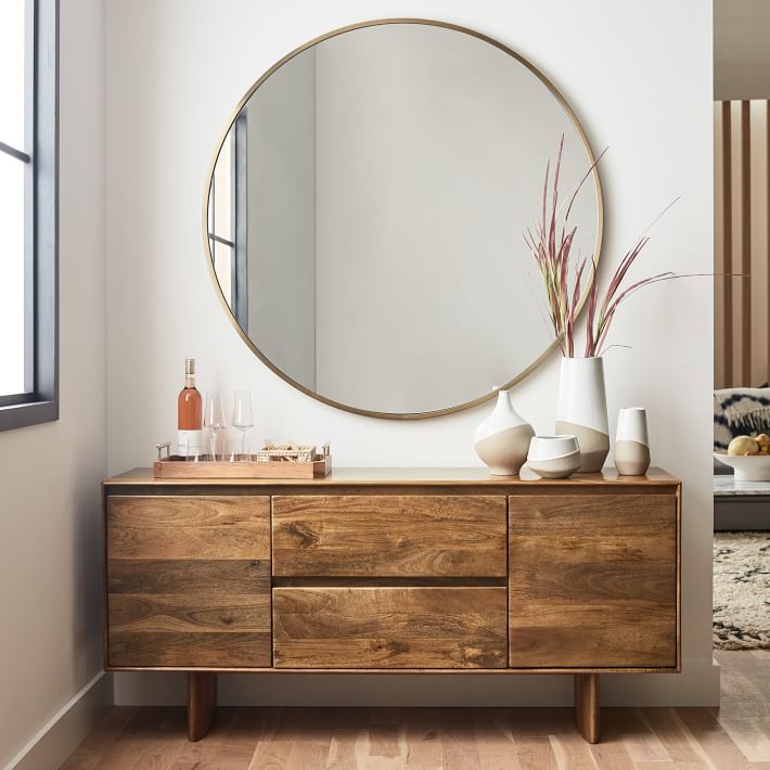 Metal Frame Oversized Round Mirror 48