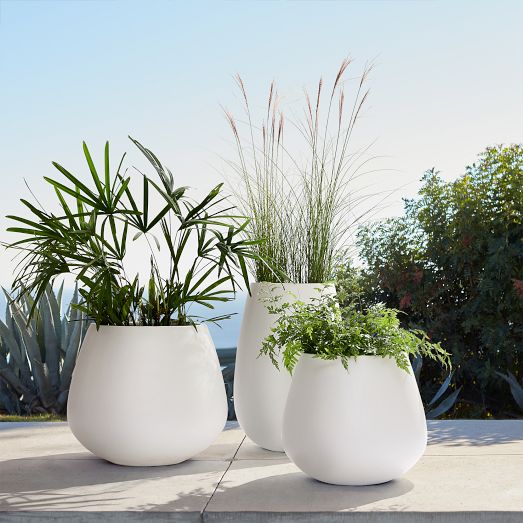 Faceted Modern Fiberstone Indoor/Outdoor Planters