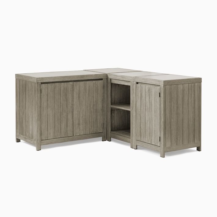 Portside Outdoor Wide Storage Cabinet w/ Shelves, Weathered Gray, West Elm