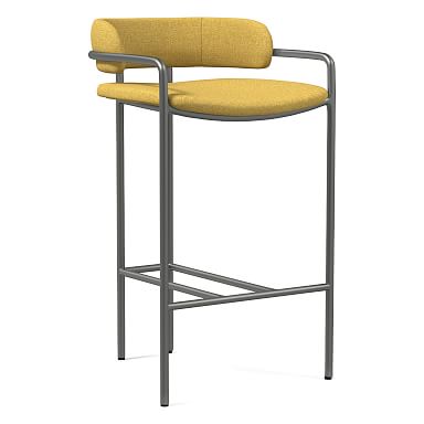 Contemporary Cozy Mid-Back Yellow Vinyl Adjustable Height Barstool with  Chrome Base - TonerQuest