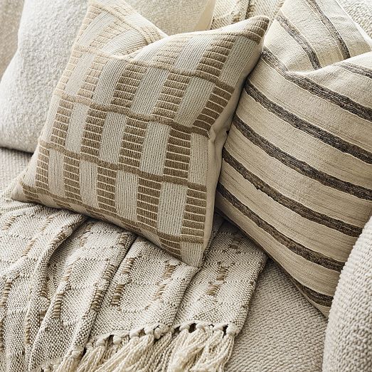 Woven Checker Jute Pillow Cover West Elm