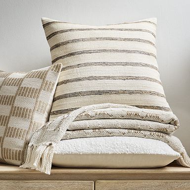 Accent Pillow-Cream Textured Stripes 18X18