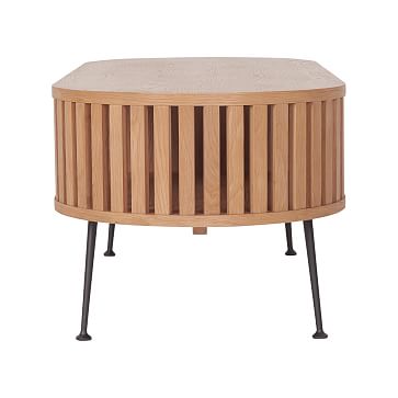 Rounded Wood Slats Oval Coffee Table | Modern Living Room Furniture ...