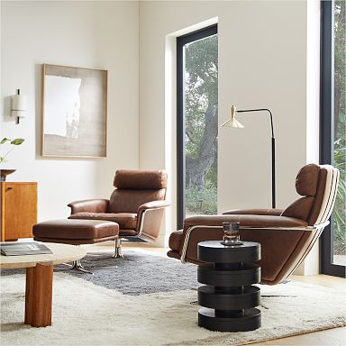 West elm leather online lounge chair