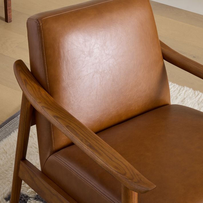 Leather and timber armchair new arrivals