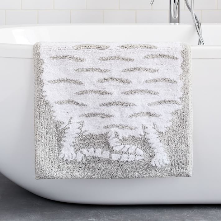Organic Tufted Tiger Bath Mat Gray Sky West Elm