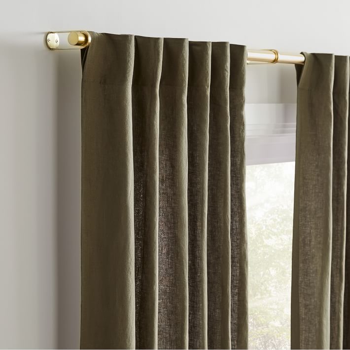 Semi-Sheer European Flax Linen Melange Curtain - Slate - West Elm Australia