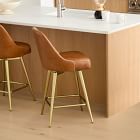 Mid-Century Leather Swivel Counter Stool - Metal Legs