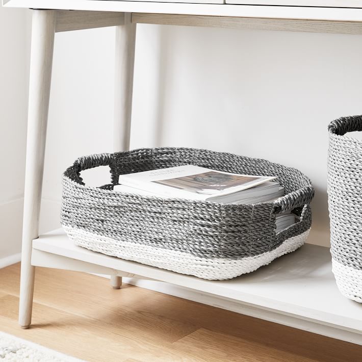 Two-Tone Woven Baskets - Natural/White