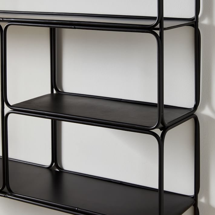 Vice Wall Shelf, Black Steel frame & black shelves small