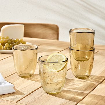 Hand Blown Speckled Glass Tumblers in Amber - Set of 2 | Mexican Drinking  Glasses | 12oz Capacity