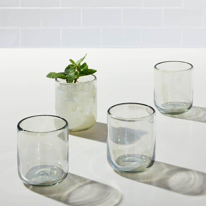 Recycled Mexican Double Old Fashioned Glass Sets, Set of 4
