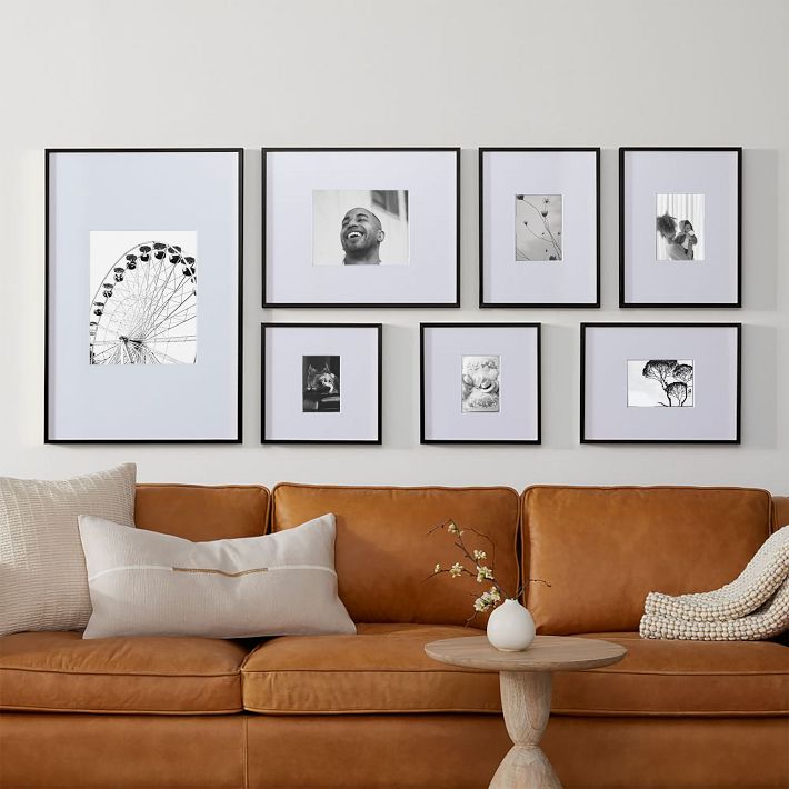 The Over-The-Sofa Classic Gallery Frames Set, Wood, Walnut, Set of 7, West Elm