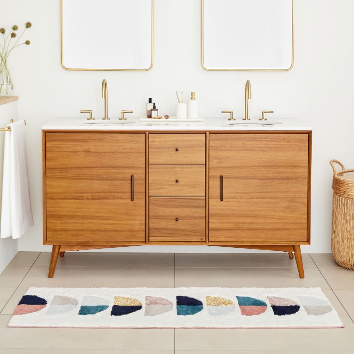 Modern Bathroom Carpet Runner Rugs, Classic Simplicity Printed