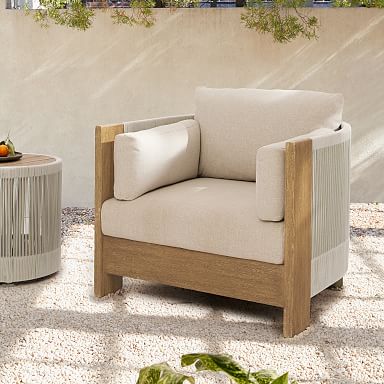 Palma Teak Wood Outdoor Lounge Chair with Taupe Cushion