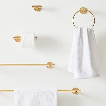 Modern Overhang Bath Hardware - Brass, Bathroom Hardware | West Elm