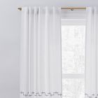 Open Box: European Flax Linen Ladder Stripe Curtain - White/Midnight