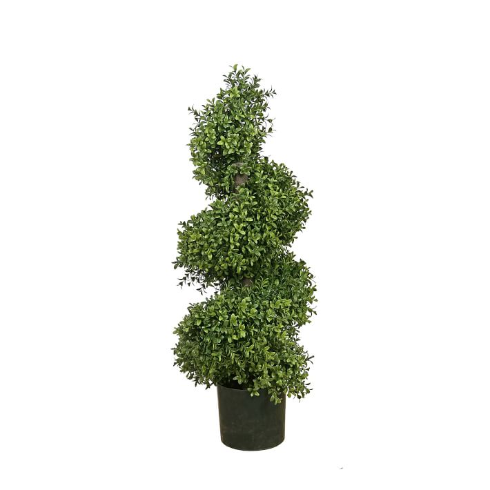 Faux Potted Boxwood Spiral Tree